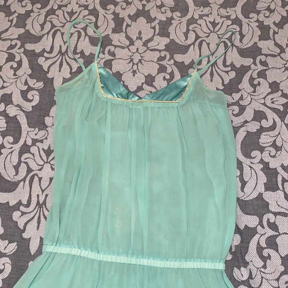 Mint Green Silk Semi Sheer Dress / Swim Cover Up - Picture 2 of 3